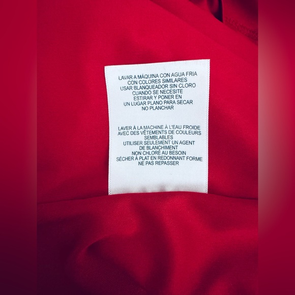 Donna Morgan Maggy keyhole long sleeves sheath dress cherry red US 6 Small - Picture 7 of 12